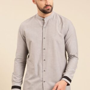 Grey And Black Malai Cotton Shirt For Men