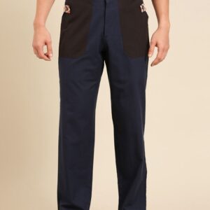 Navy Blue Malai Cotton Pants For Men