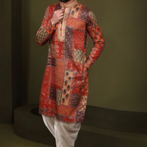 Multicolour Printed Cotton Blend Kurta Set