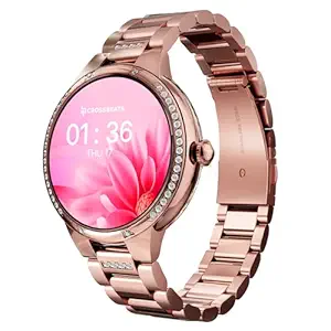 CrossBeats Diva 1.28” Stylish Smart Watch for Women with Stone Studded Bezel