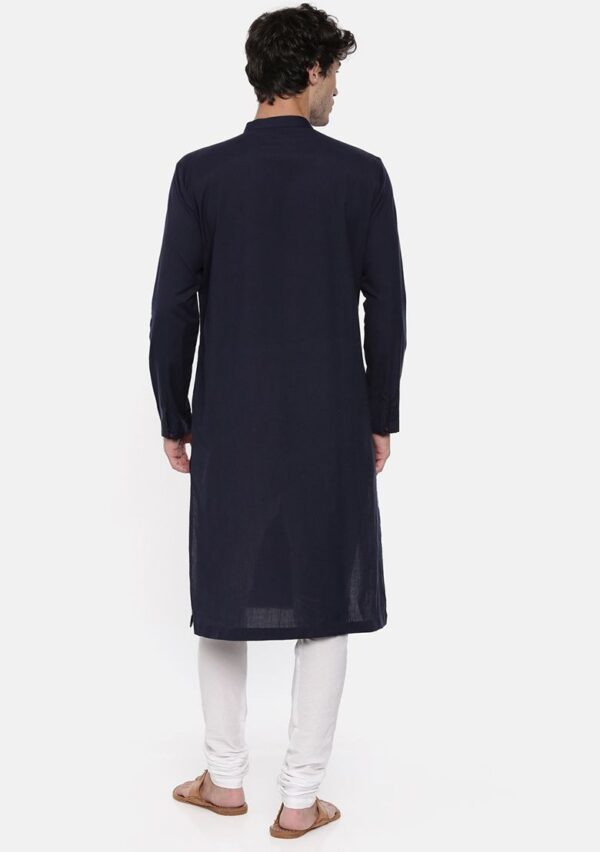 Blue And Maroon Asymmetric Kurta Set For Men - Image 2