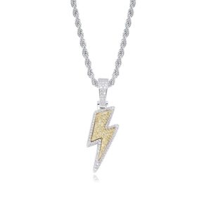 Hip Hop Lightning Bolt Design Pendant 18k Gold Plated