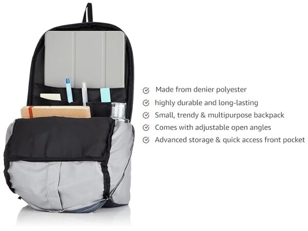 amazon basics - Mini Backpack for Outdoor Use (12 l) (Metallic Grey) - Image 2
