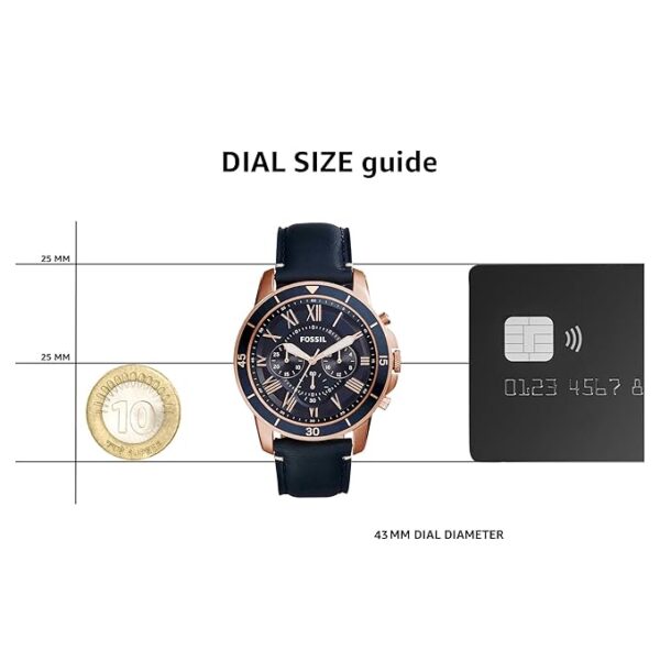 Fossil Men Leather Grant Sport Analog Blue Dial Watch - Image 2