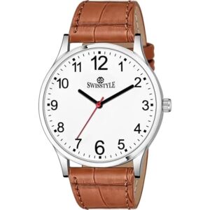SWISSTYLE Numeral Dispaly Dial Leather Strap Analog Watch