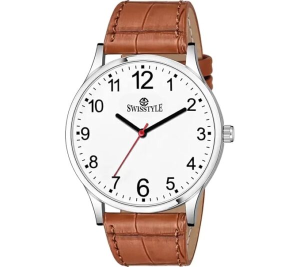 SWISSTYLE Numeral Dispaly Dial Leather Strap Analog Watch
