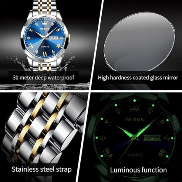 OLEVS Watch for Men Diamond Business Dress Analog - Image 3