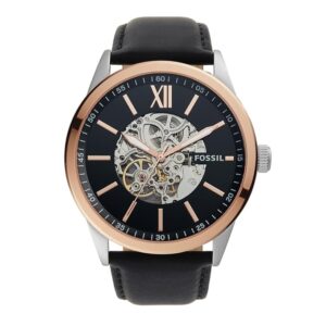 Fossil Leather Flynn Analog Black Dial Men's Watch