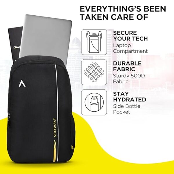 Aristocrat 25L Nova Laptop Backpack - Black/School bag - Image 4
