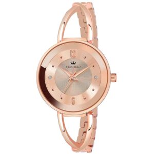 CRESTELLO Brass Rose Gold Plated Bracelet Analog Wrist Watch