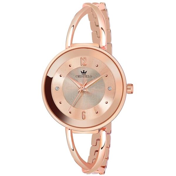 CRESTELLO Brass Rose Gold Plated Bracelet Analog Wrist Watch
