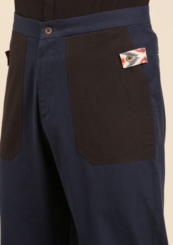 Navy Blue Malai Cotton Pants For Men - Image 3