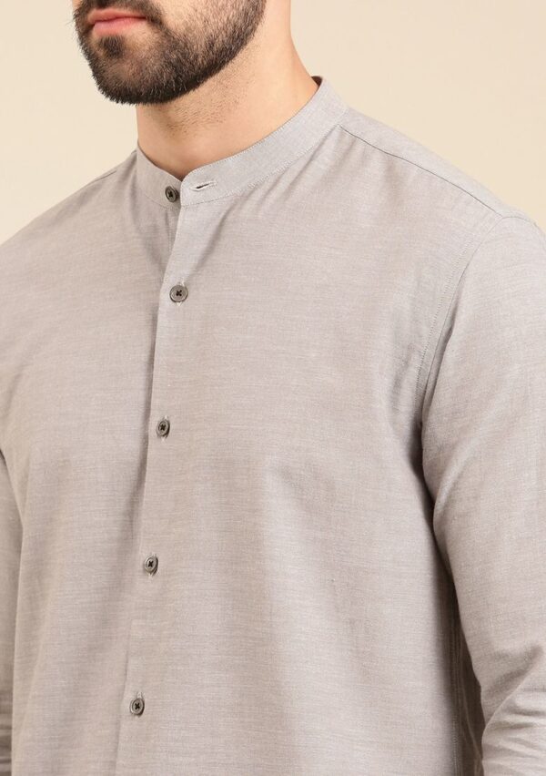 Grey And Black Malai Cotton Shirt For Men - Image 2