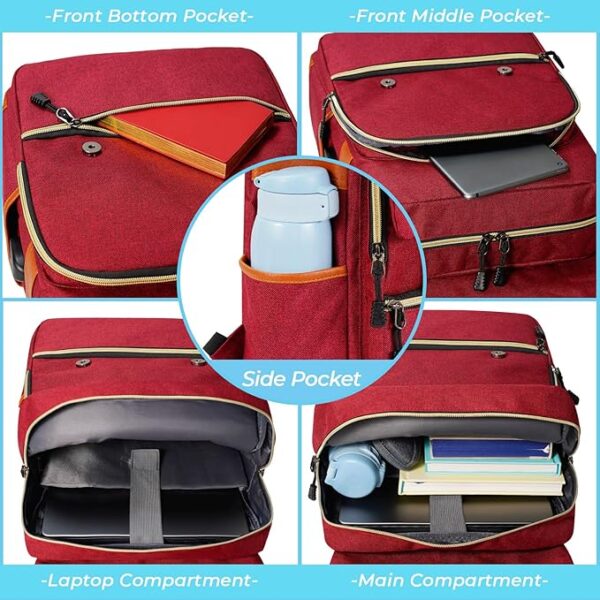 Unisex College Bag Fits up to 15.6’’ Laptop Casual Rucksack Waterproof School Backpack Daypacks - Image 2