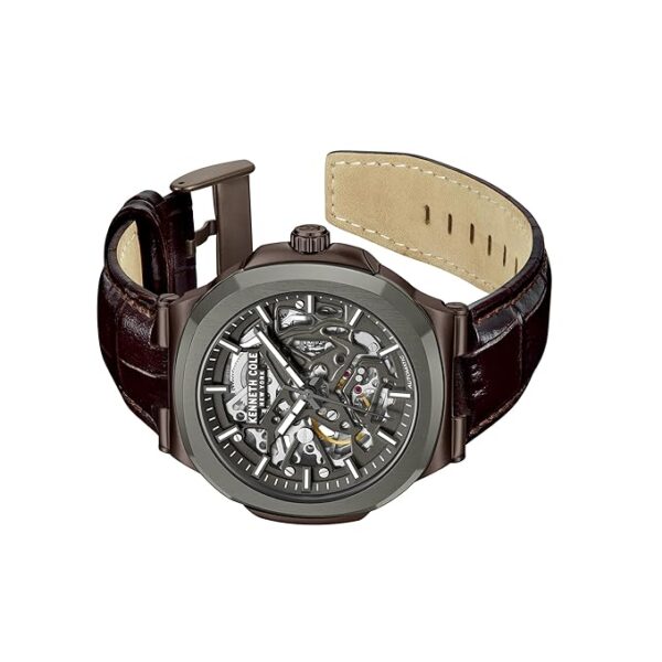 Kenneth Cole Automatic Grey Dial with Brown Leather Strap Analog Watch for Men - Image 3