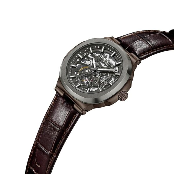 Kenneth Cole Automatic Grey Dial with Brown Leather Strap Analog Watch for Men - Image 2
