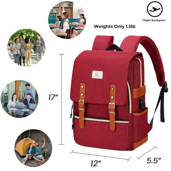 Unisex College Bag Fits up to 15.6’’ Laptop Casual Rucksack Waterproof School Backpack Daypacks - Image 3