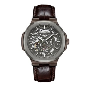 Kenneth Cole Automatic Grey Dial with Brown Leather Strap Analog Watch for Men