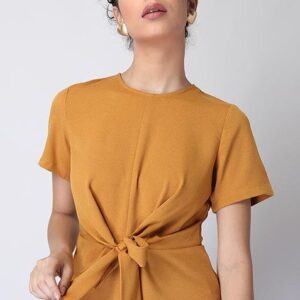 Mustard Knotted Wrap Top | mustard wrap top