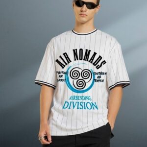 Men's White Varsity Striped Oversized T-shirt (Copy)