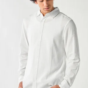 Men's White Textured Shirt